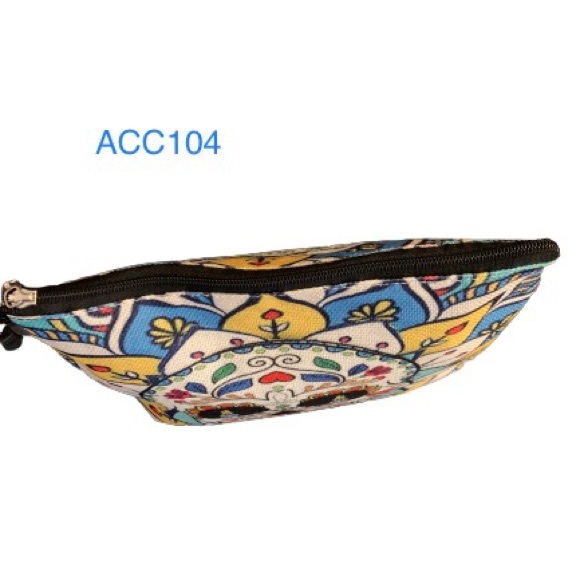 Cute Blue and Yellow Sugar Skull Cosmetic Bag / Pouch - Picture 4 of 7